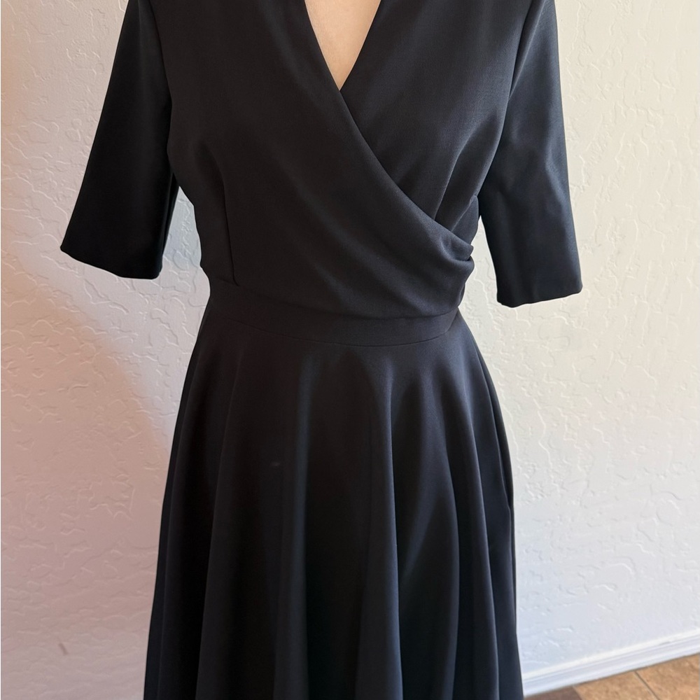 Chic Black Midi Wrap Dress